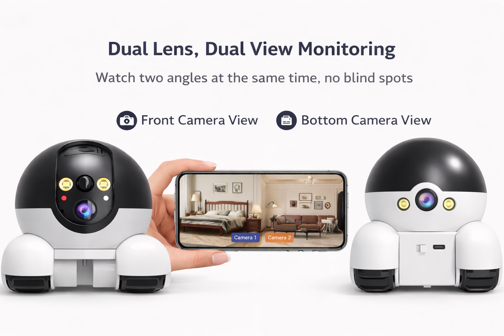 Smart Mobile Robot Camera: 360° All-Terrain Home & Pet Monitor
