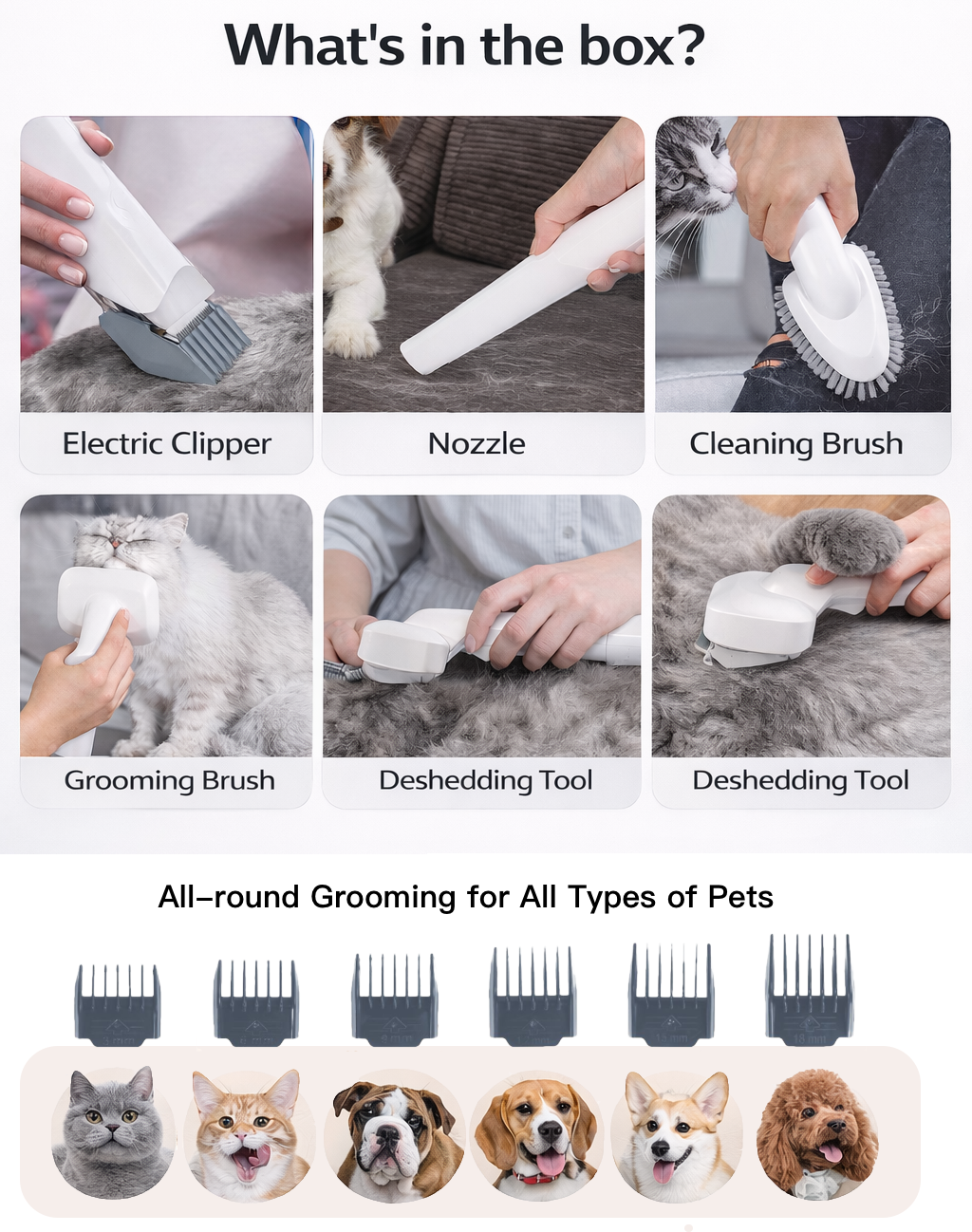 6-in-1 Pet Grooming Vacuum Kit