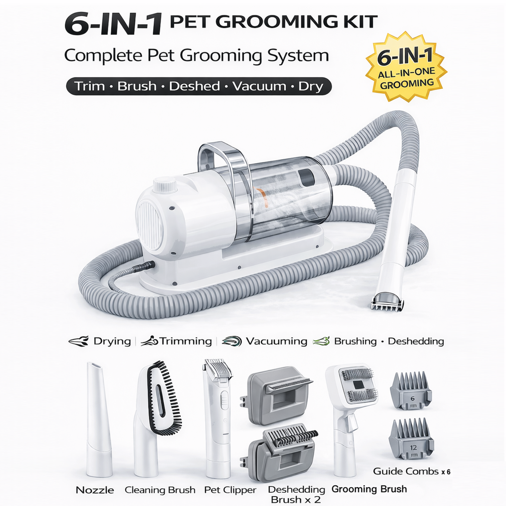 6-in-1 Pet Grooming Vacuum Kit