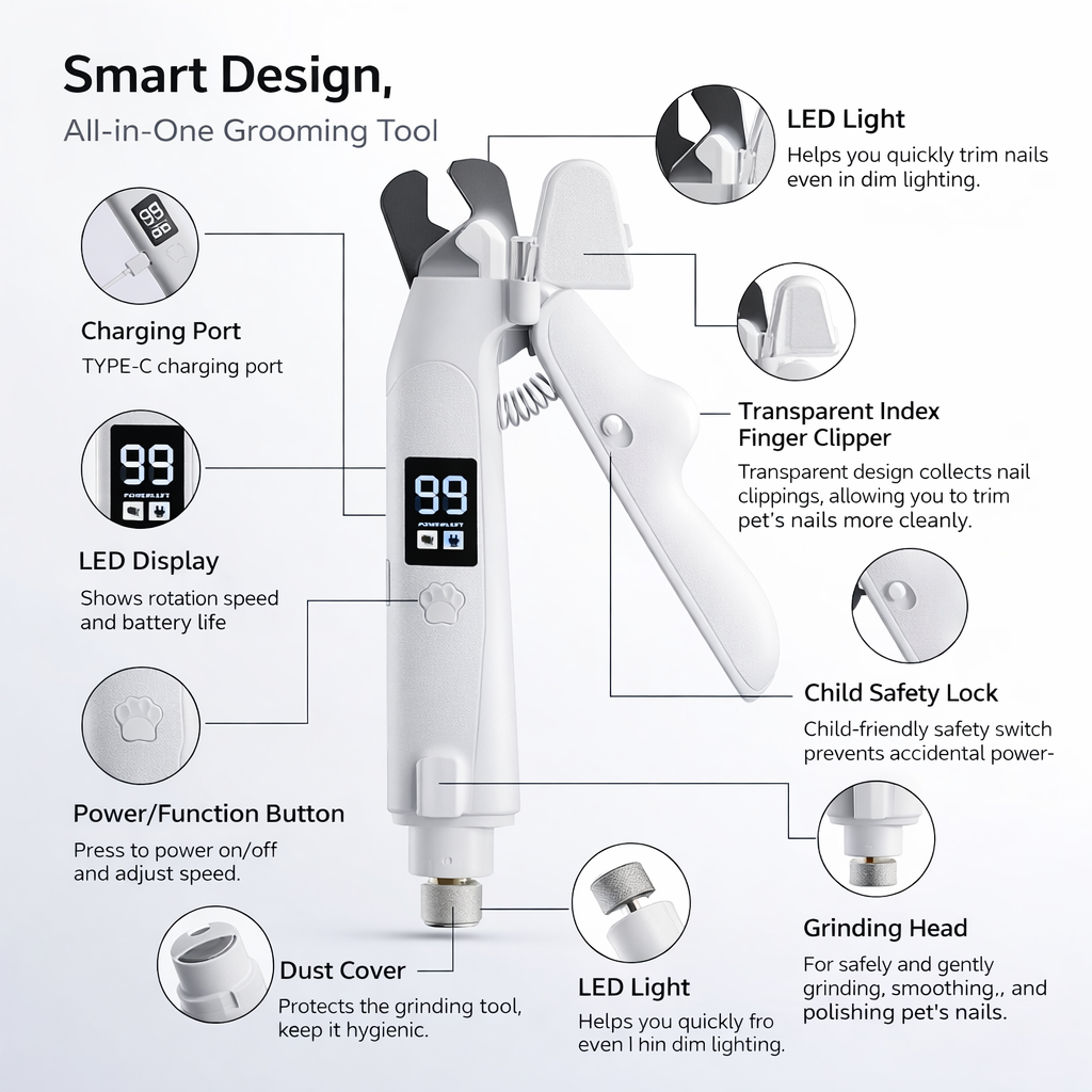2-in-1 LED Pet Nail Clipper & Grinder