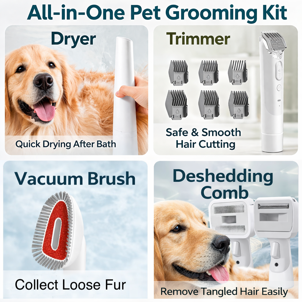 6-in-1 Pet Grooming Vacuum Kit