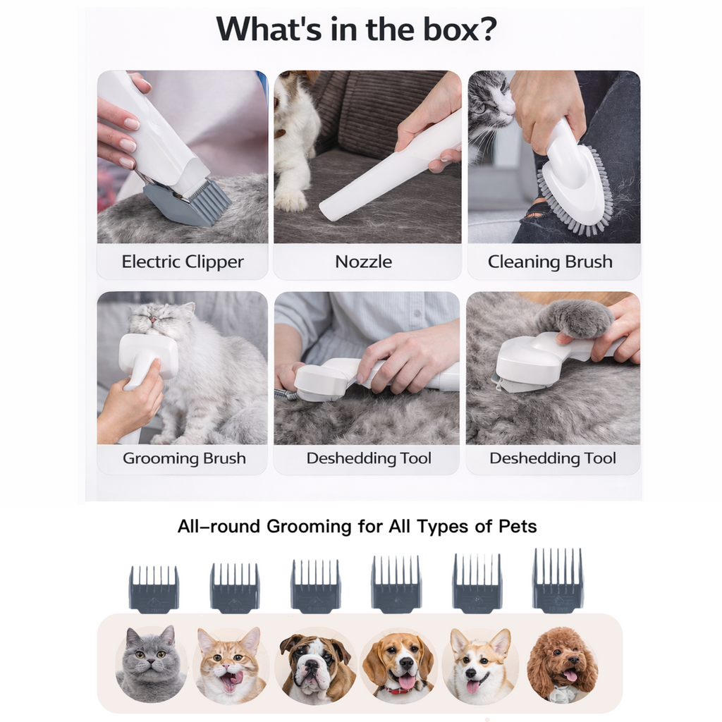 6-in-1 Pet Grooming Vacuum Kit