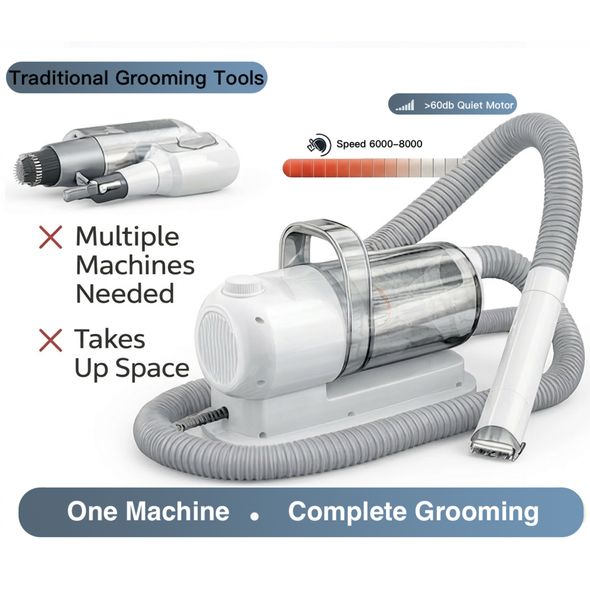 6-in-1 Pet Grooming Vacuum Kit