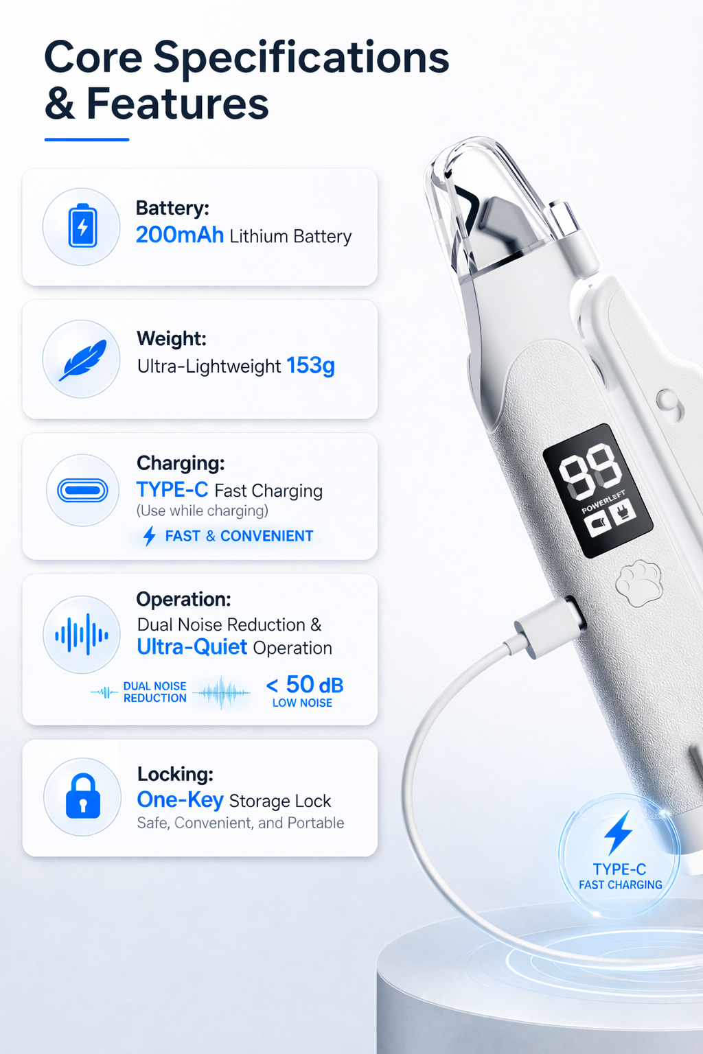 2-in-1 LED Pet Nail Clipper & Grinder