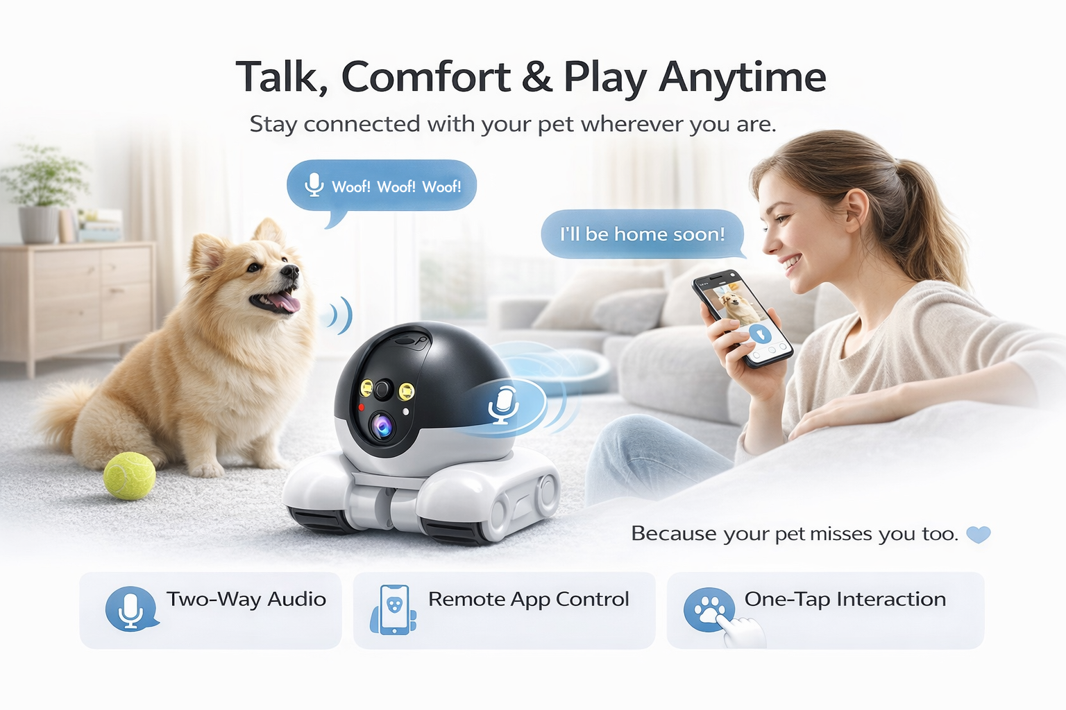 Smart Mobile Robot Camera: 360° All-Terrain Home & Pet Monitor