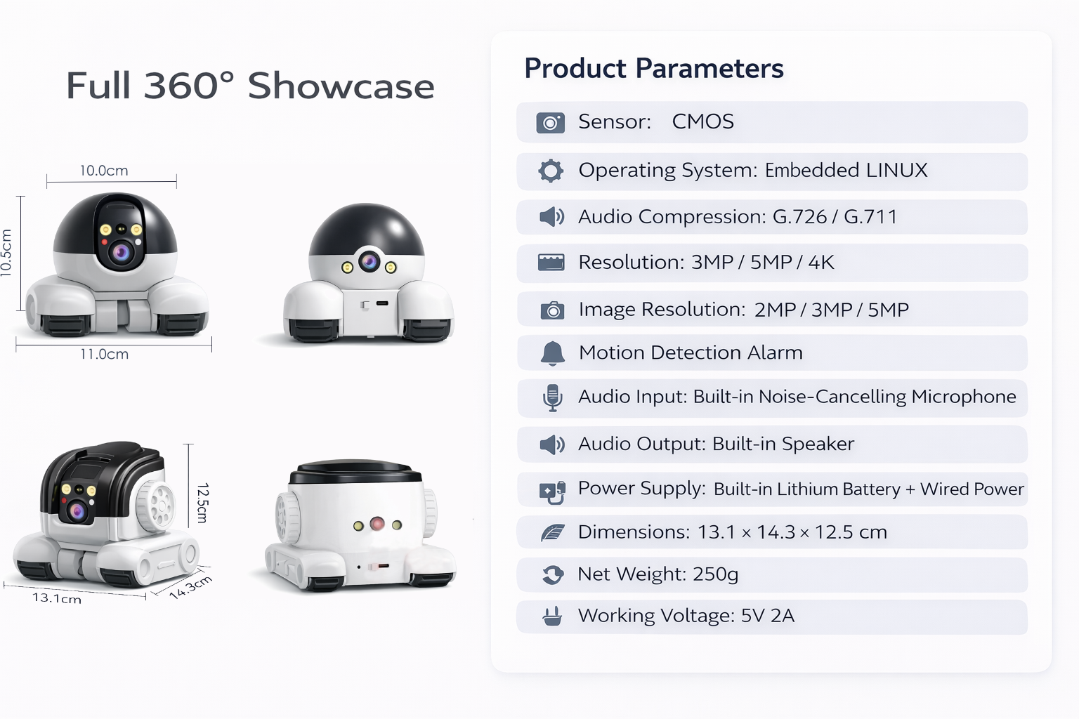 Smart Mobile Robot Camera: 360° All-Terrain Home & Pet Monitor